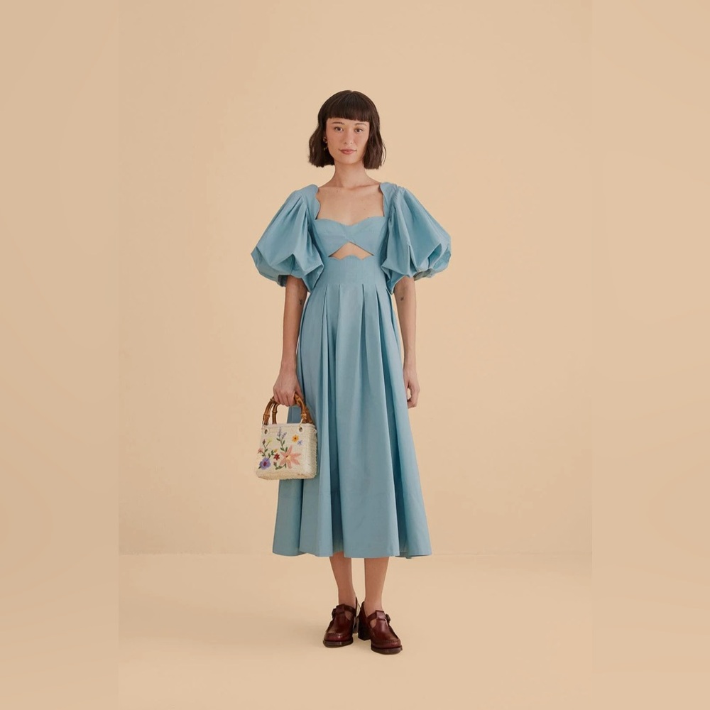 NWT Farm Rio Scalloped Cut Out Midi Dress